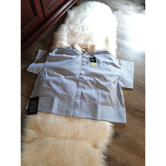 NWT TUCKERNUCK Women's Size XXL Blue Stripe Sofia Blouse - Picture 11 of 15